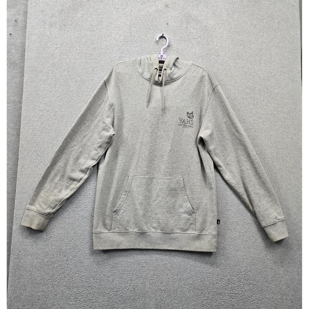 Vans Men Hoodie M Gray Graphic Fleece Rose Skull Butterfly Activewear READ
